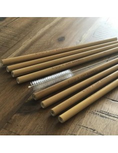 Pochette 10 pailles longues - bambou