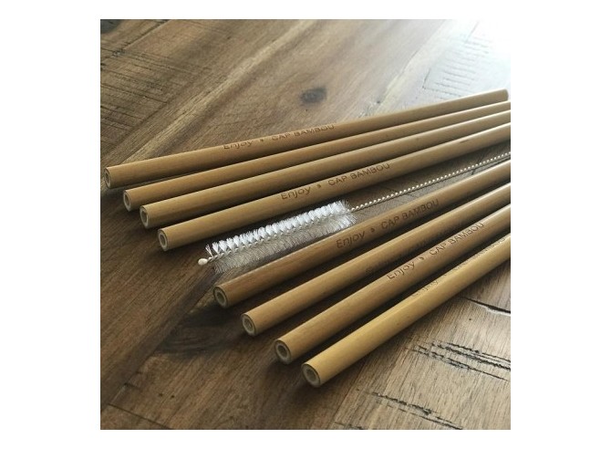 Pochette 10 pailles longues - bambou