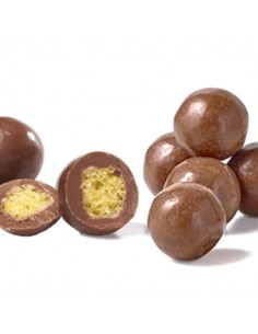 Billes de maïs soufflé enrobées de chocolat au lait bio