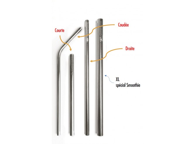 Paille courte en inox (droite)