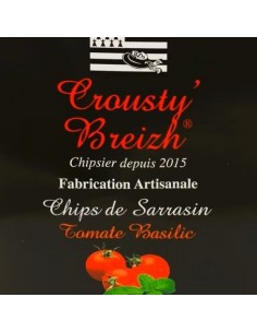 Chips de sarrasin croustillantes, aux notes parfumées tomates et basilic. Naturellement sans gluten. 2