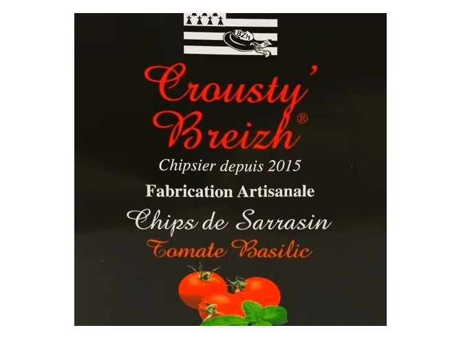 Chips de sarrasin croustillantes, aux notes parfumées tomates et basilic. Naturellement sans gluten.