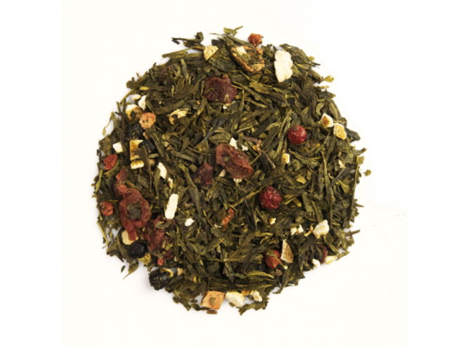 thé vert aux fruits rouge fraise framboise bio