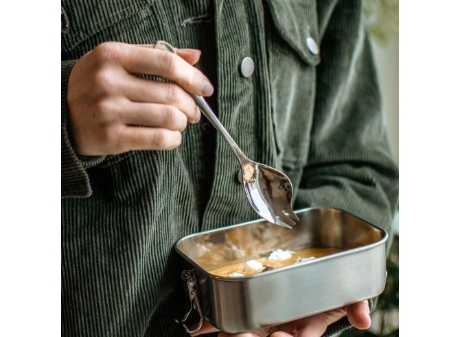 cuillère-fourchette 2 en 1, tout inox
