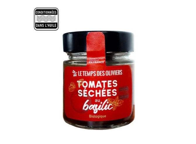 Tomates séchées au basilic Bio, conservées dans l'huile